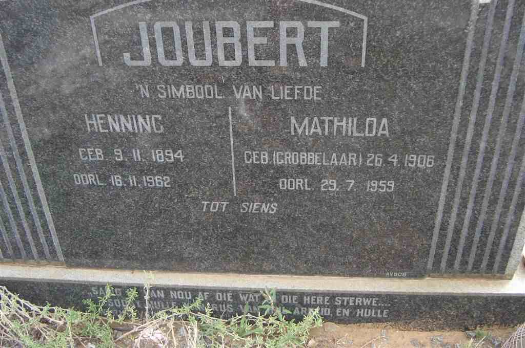 JOUBERT Henning 1894-1962 &amp; Mathilda GROBBELAAR 1906-1959