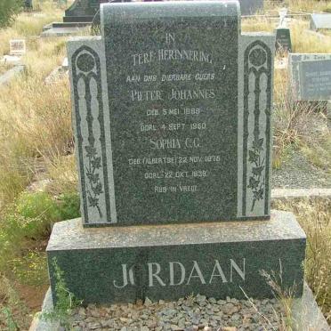 JORDAAN Pieter Johannes 1869-1950 &amp; Sophia C.G. ALBERTSE 1875-1939