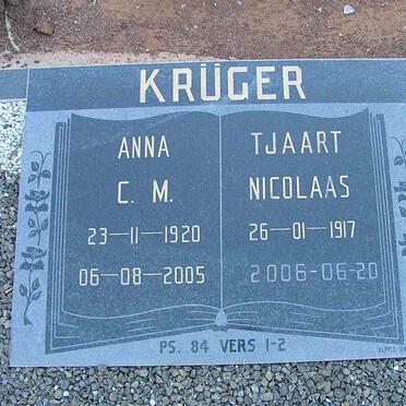 KRÜGER Tjaart Nicolaas 1917-2006 &amp; Anna C.M. 1920-2005