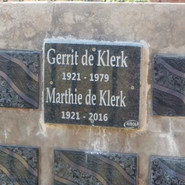 KLERK Gerrit, de 1921-1979 &amp; Marthie 1921-2016