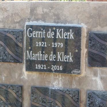 KLERK Gerrit, de 1921-1979 &amp; Marthie 1921-2016