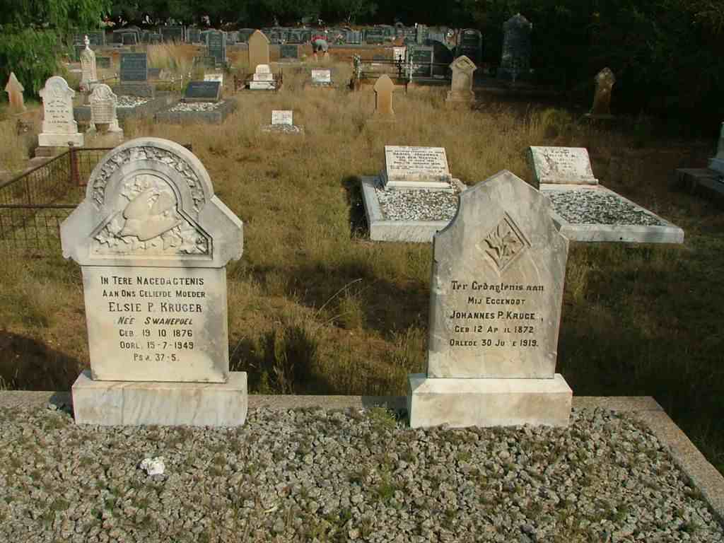KRUGER Johannes P. 1872-1919 &amp; Elsie P. SWANEPOEL 1876-1949