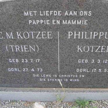 KOTZEE Philippus 1912-1953 &amp; C.M. 1917-1973