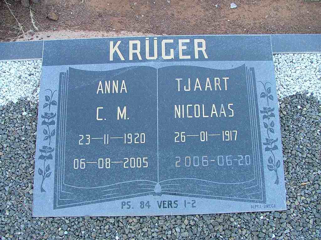 KRÜGER Tjaart Nicolaas 1917-2006 &amp; Anna C.M. 1920-2005