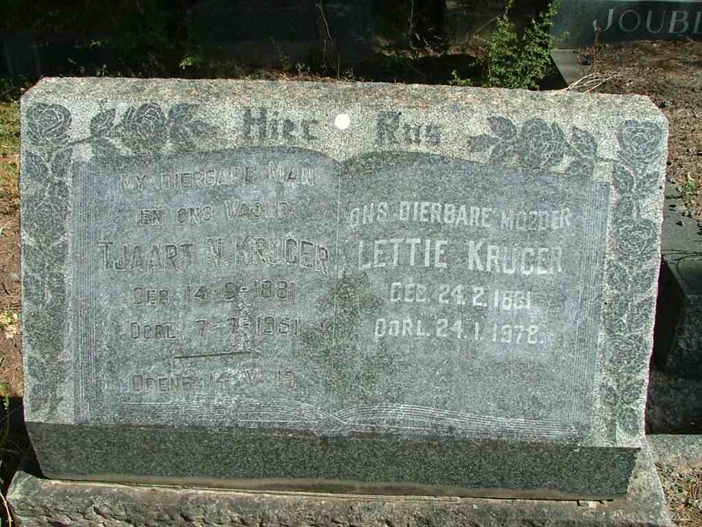 KRUGER Tjaart N. 1881-1951 &amp; Lettie KRUGER 1891-1978