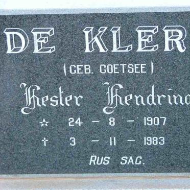 KLERK Hester Hendrina, de nee COETSEE 1907-1983