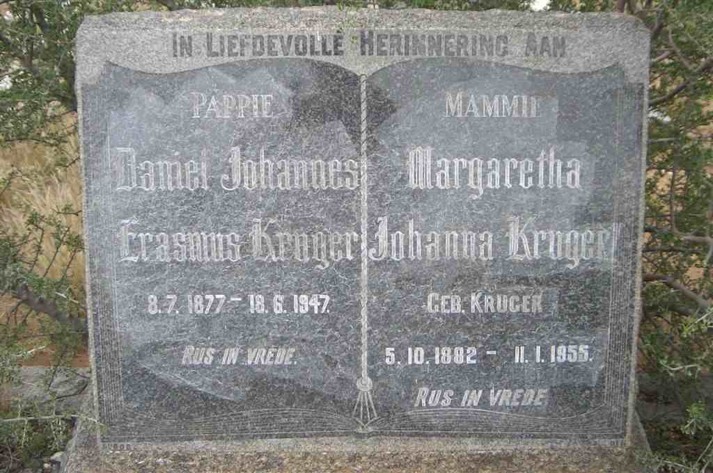 KRUGER Daniel Johannes Erasmus 1877-1947 &amp; Margaretha Johanna KRUGER 1882-1955