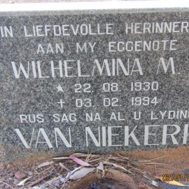 NIEKERK Wilhelmina M. E., van 1930-1994