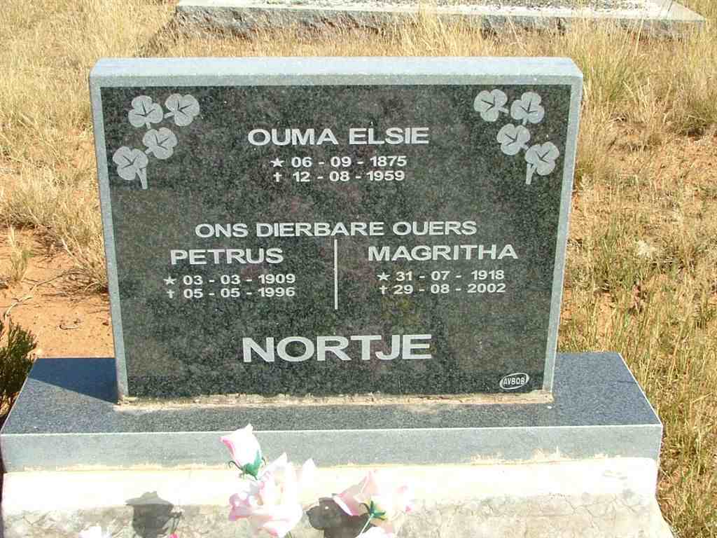 NORTJE Petrus 1909-1996 &amp; Magritha 1918-2002 :: NORTJE Elsie 1875-1959