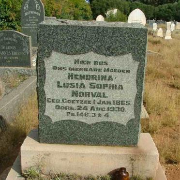 NORVAL Hendrina Lusia Sophia nee COETZEE 1865-1930