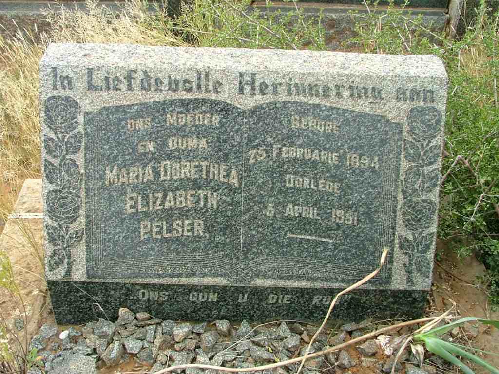 PELSER Maria Dorethea Elizabeth 1894-1951