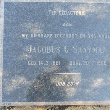 SAAYMAN Jacobus G. 1891-1950