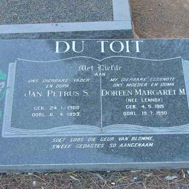 TOIT Jan Petrus S., du 1908-1993 &amp; Doreen Margaret M. LENNOX 1915-1990