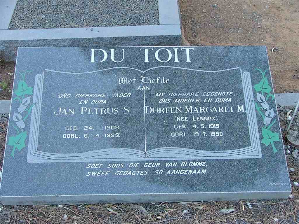 TOIT Jan Petrus S., du 1908-1993 &amp; Doreen Margaret M. LENNOX 1915-1990