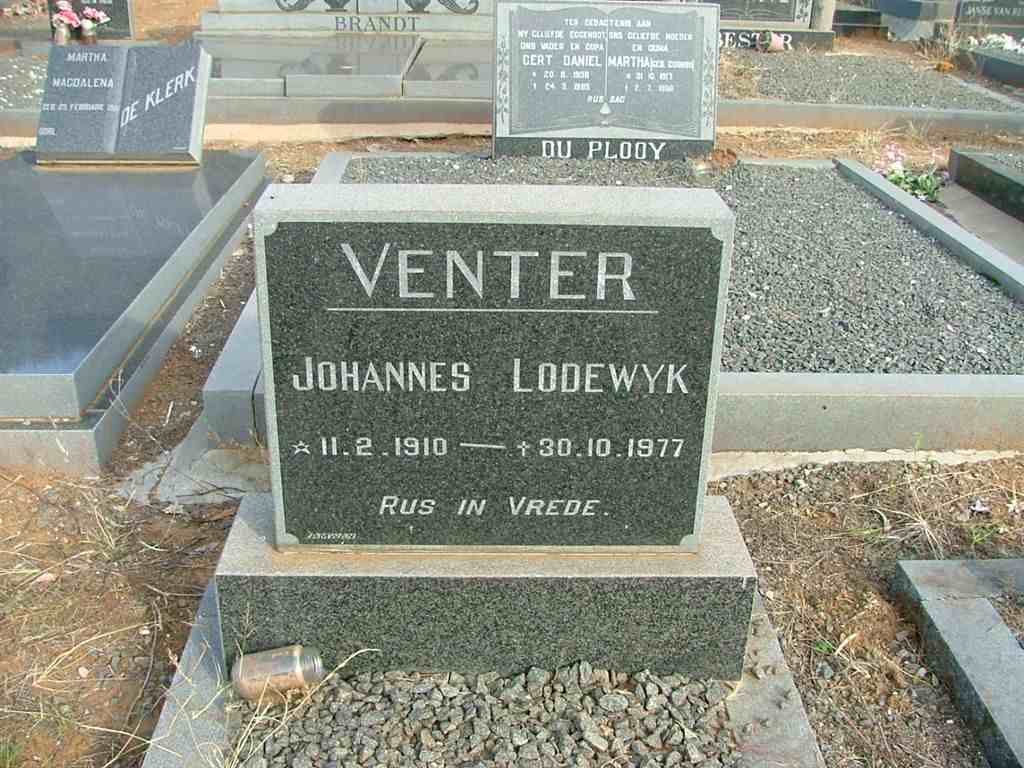 VENTER Johannes Lodewyk 1910-1977