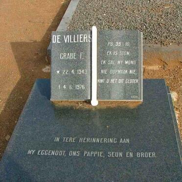 VILLIERS Grabe F., de 1943-1976