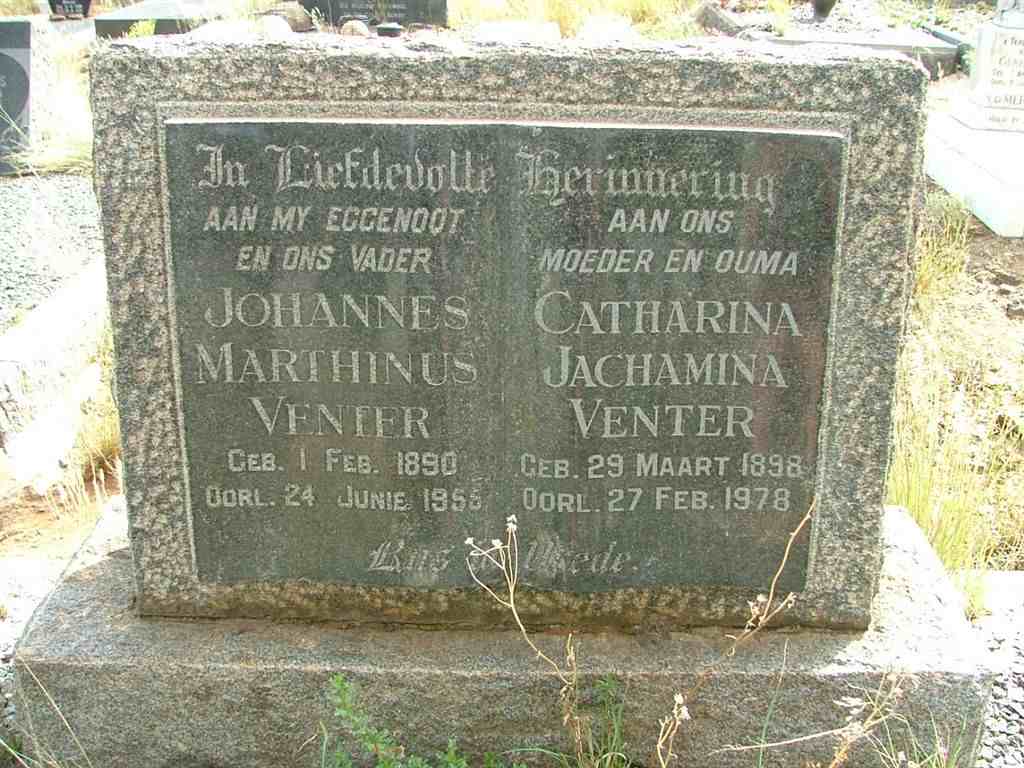 VENTER Johannes Marthinus 1890-1955 &amp; Catharina Jachamina 1898-1978