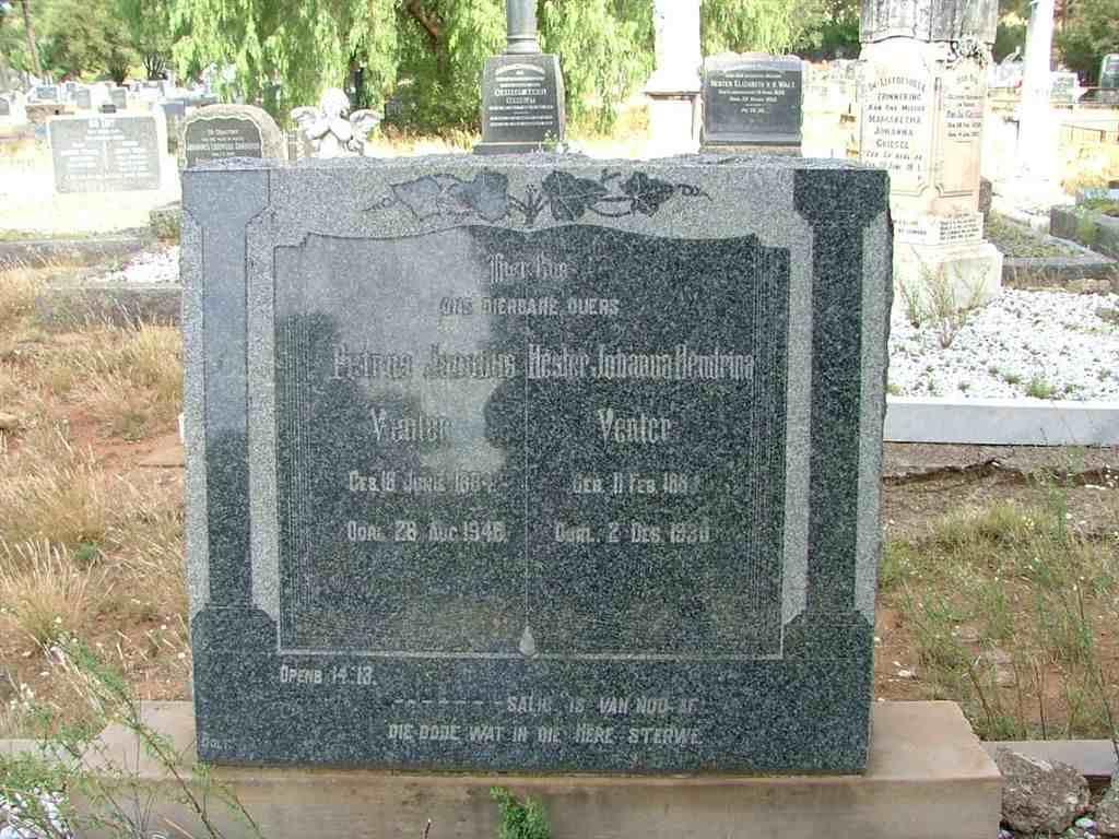 VENTER Petrus Jacobus 1884-1948 &amp; Hester Johanna Hendrina 188?-193?