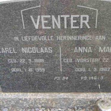 VENTER Karel Nicolaas 1888-1959 &amp; Anna Maria VORSTER  1893-1967