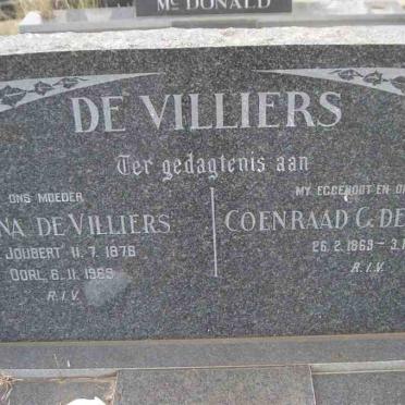 VILLIERS Coenraad G., de 1869-1951 &amp; Adriana JOUBERT 1876-1969