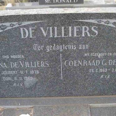 VILLIERS Coenraad G., de 1869-1951 &amp; Adriana JOUBERT 1876-1969