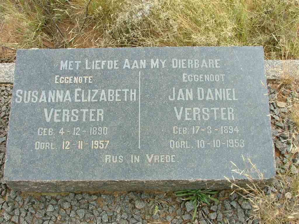 VERSTER Jan Daniel 1894-1953 &amp; Susanna Elizabeth 1890-1957