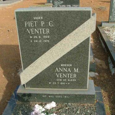 VENTER Piet P.C. 1909-1975 &amp; Anna M. DE KLERK 1916-