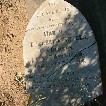 KRUGER Martha Elizabeth nee DE BRUIN 1865-1914