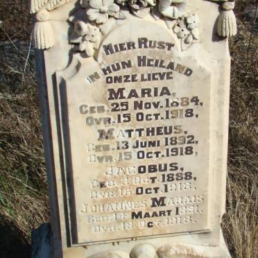 MARAIS Maria 1884-1918 :: MARAIS Mattheus 1892-1918 :: MARAIS Jacobus 1888-1918 :: MARAIS Johannes 1891-1918