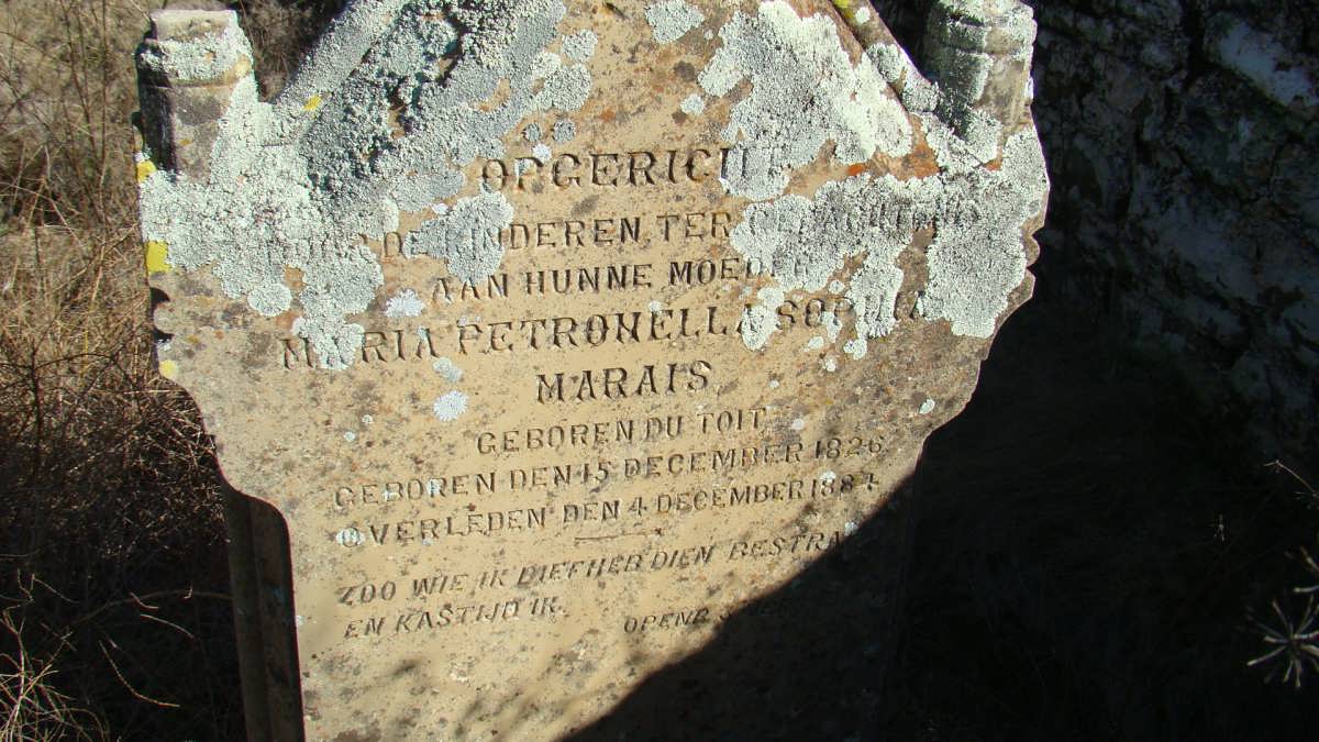 MARAIS Maria Petronella Sophia nee DU TOIT 1826-1887