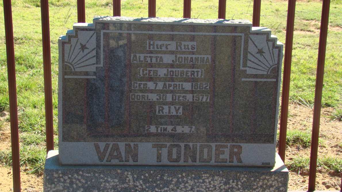 TONDER Aletta Johanna, van nee JOUBERT 1882-1977