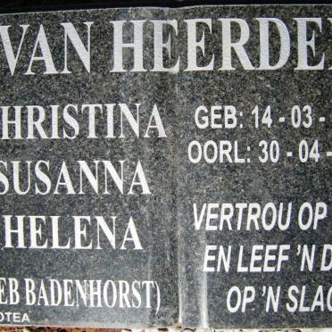 HEERDEN Christina Susanna Helena, van nee BADENHORST 1918-2006