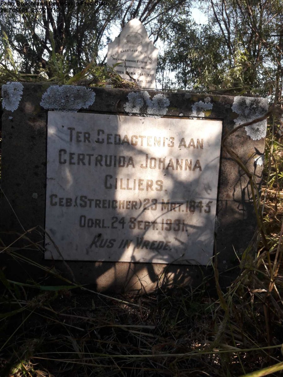CILLIERS Gertruida Johanna nee STREICHER 1845-1931
