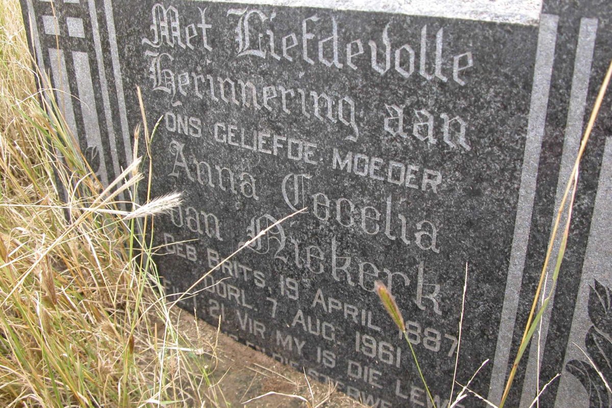 NIEKERK Anna Cecelia, van nee BRITS 1887-1961