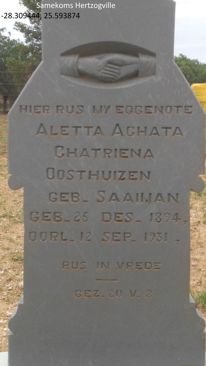 OOSTHUIZEN Aletta Aghata Chatriena nee SAAIMAN 1894-1931