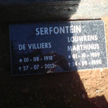 SERFONTEIN Louwrens Marthinus 1909-1990 :: SERFONTEIN De Villiers 1918-2012