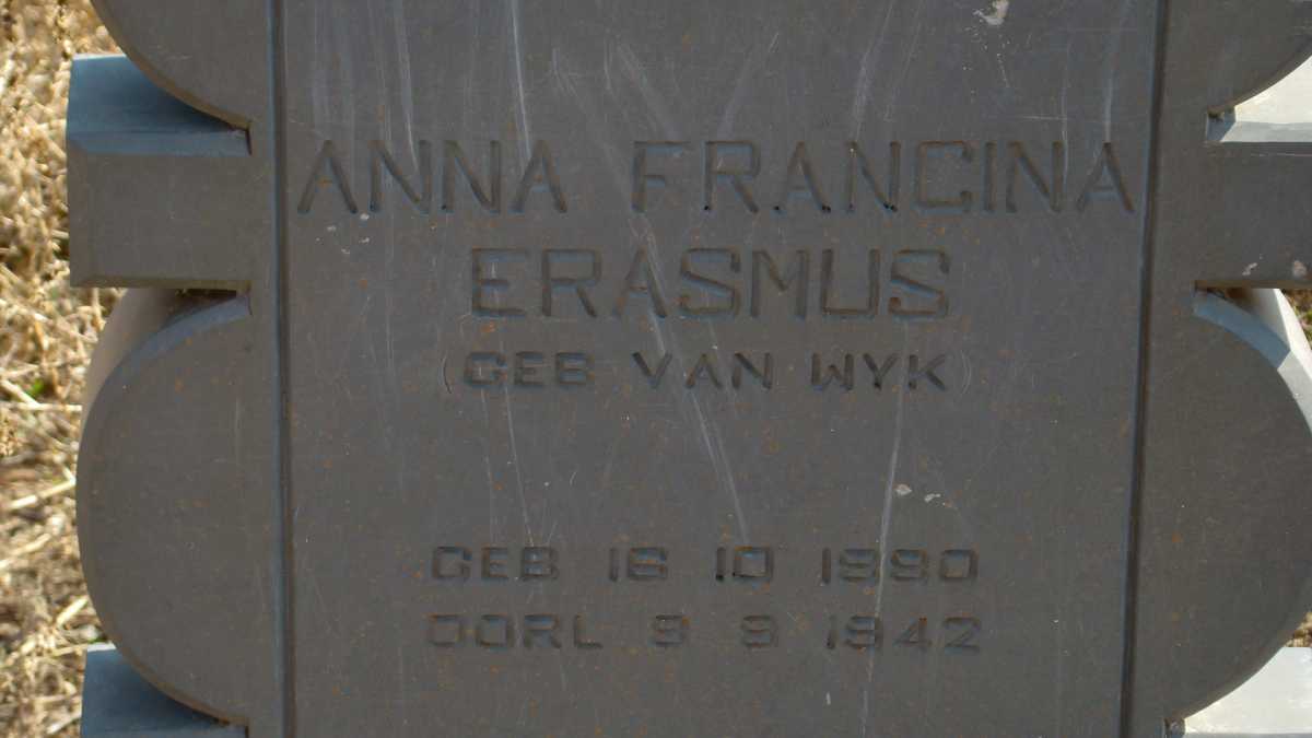 ERASMUS Anna Francina, nee VAN WYK 1880-1942