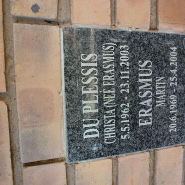 PLESSIS Christa, du nee ERASMUS 1962-2003 :: ERASMUS Martin 1969-2004