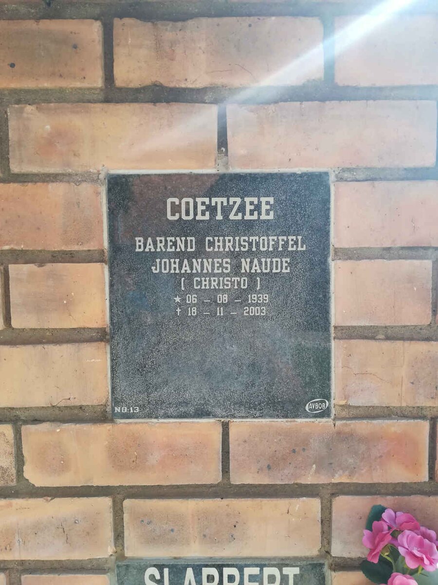 COETZEE Barend Christoffel Johannes Naude 1939-2003