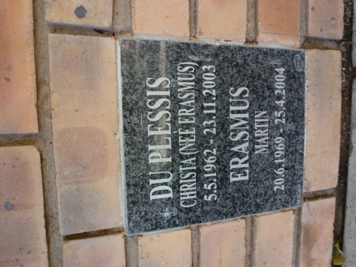 PLESSIS Christa, du nee ERASMUS 1962-2003 :: ERASMUS Martin 1969-2004