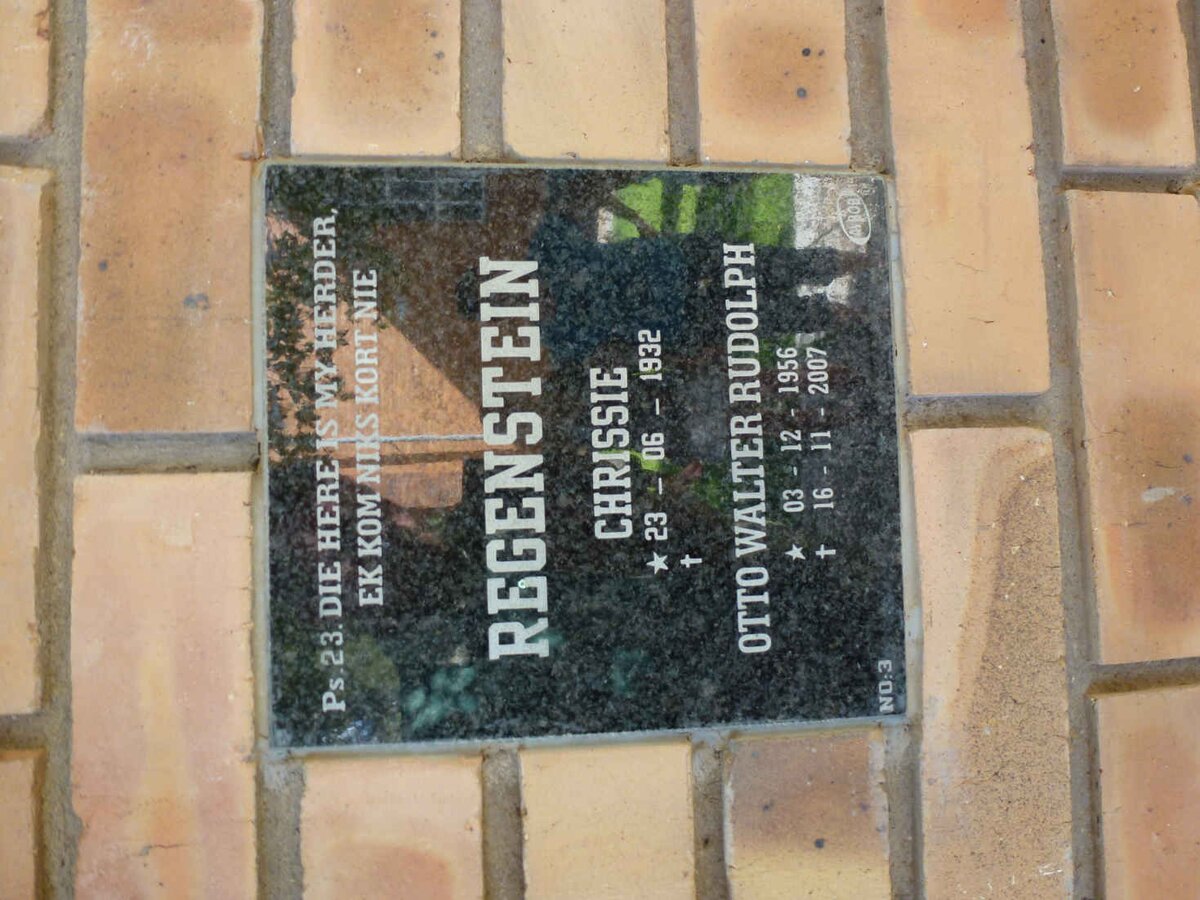 REGENSTEIN Otto Walter Rudolph 1956-2007 &amp; Chrissie 1932-