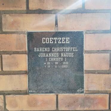 COETZEE Barend Christoffel Johannes Naude 1939-2003
