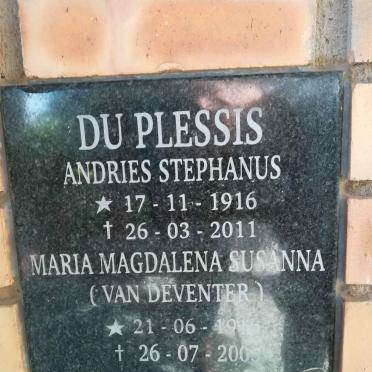 PLESSIS Andries Stephanus, du 1916-2011 &amp; Maria Magdalena Susanna VAN DEVENTER 1916-2005