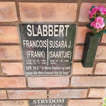 SLABBERT Francois 1946-2009 &amp; Susara J. 1948-