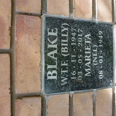 BLAKE W.T.F. 1947-2017 &amp; Marieta NEL 1949-