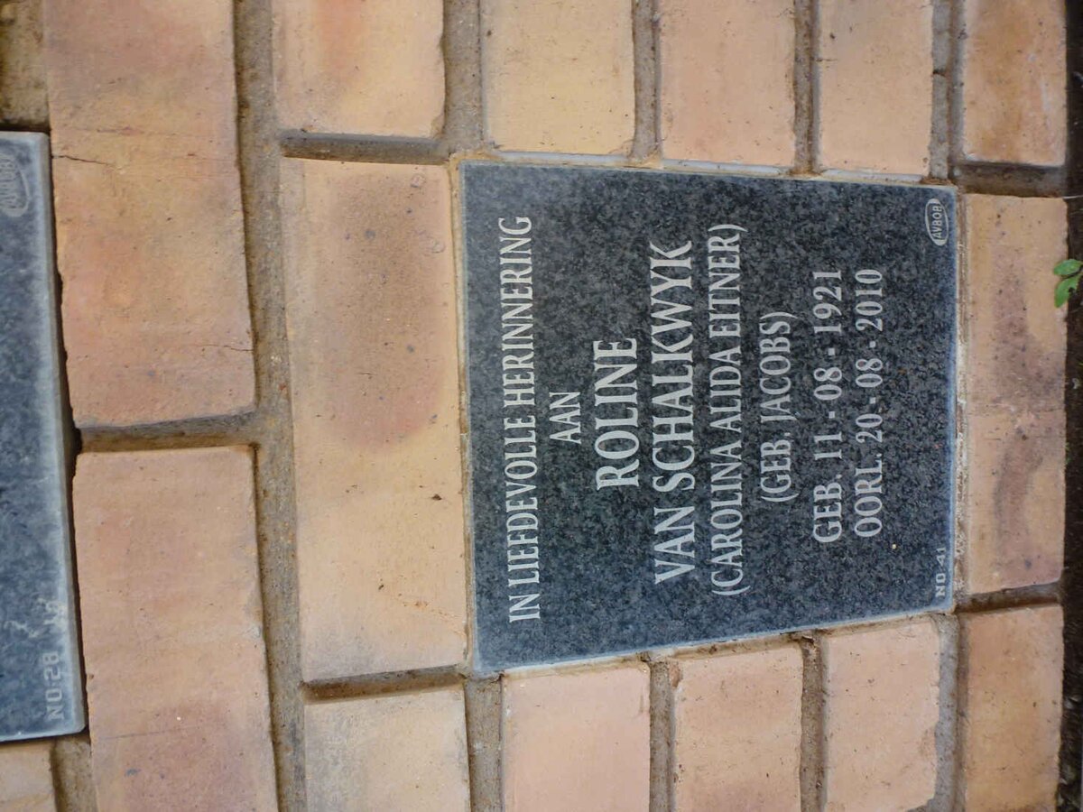 SCHALKWYK Carolina Alida Eitner, van nee JACOBS 1921-2010