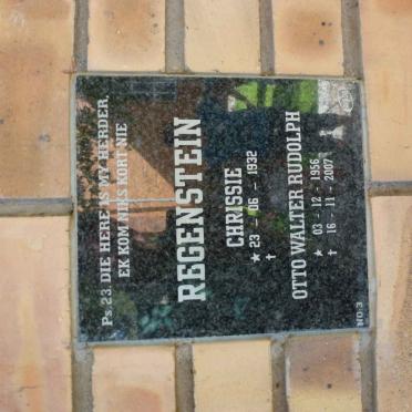 REGENSTEIN Otto Walter Rudolph 1956-2007 &amp; Chrissie 1932-