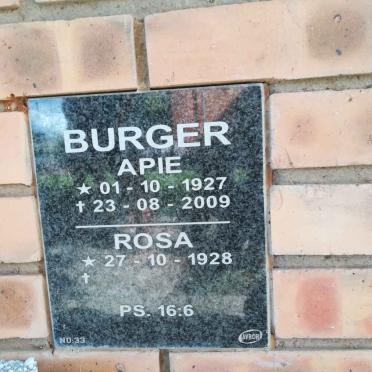 BURGER Apie 1927-2009 &amp; Rosa 1928-