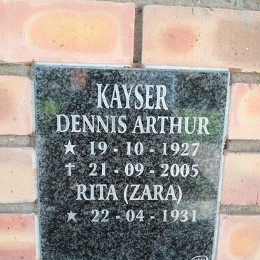 KAYSER Dennis Arthur 1927-2005 &amp; Rita ZARA 1931-