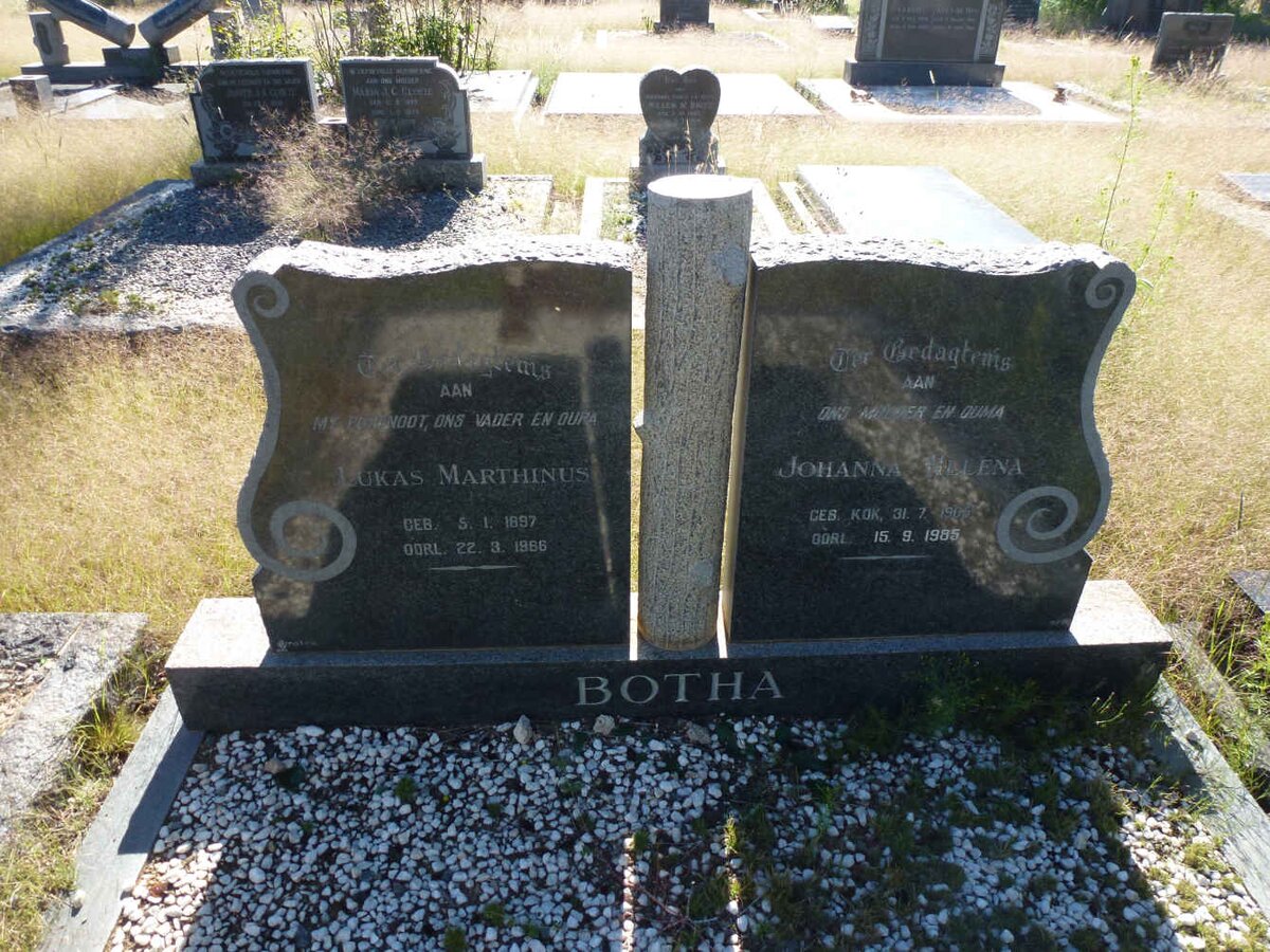 BOTHA Lukas Marthinus 1897-1966 &amp; Johanna Helena  KOK 190?-1985